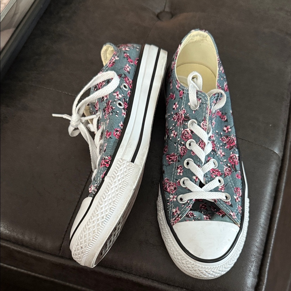 Converse Gray Floral Canvas Sneakers